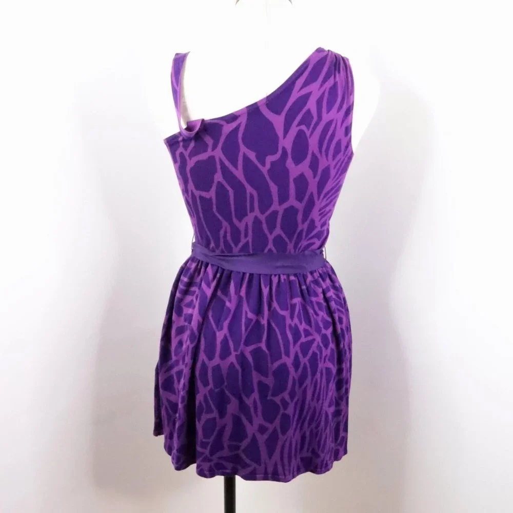Twelve by Twelve Women's S Purple Animal Print Knit One-Shoulder Sleeveless Top - Picture 7 of 11